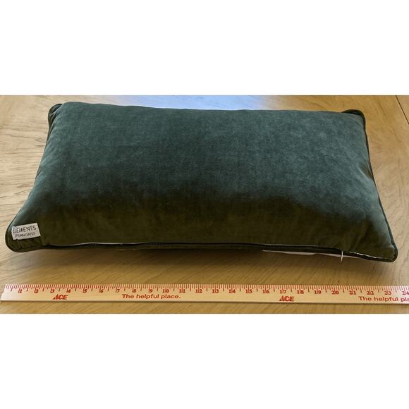 Elements By Erin Gates Velvet pillow Green & White Striped Throw Rare Vintage - Picture 3 of 8